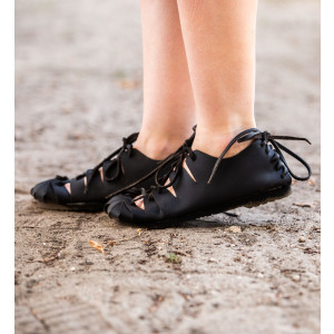 Nubuck leather sandals- Black