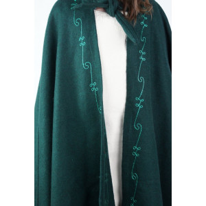 Childrens wool cape with hand embroidery Black