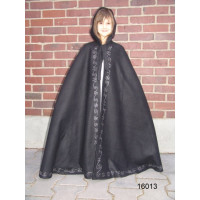 Childrens wool cape with hand embroidery Black