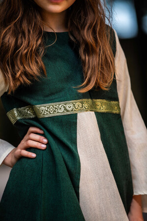 Mädchenkleid "Piccola Donna" Grün/Natur XXS