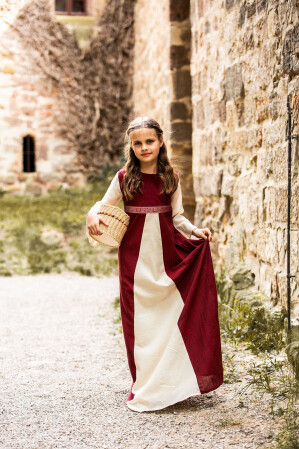 Mädchenkleid "Piccola Donna" Rot/Natur XXS