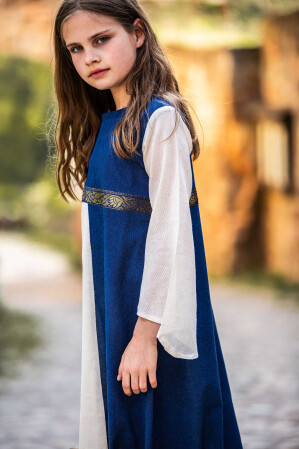 Mädchenkleid "Piccola Donna" Blau/Natur XXS