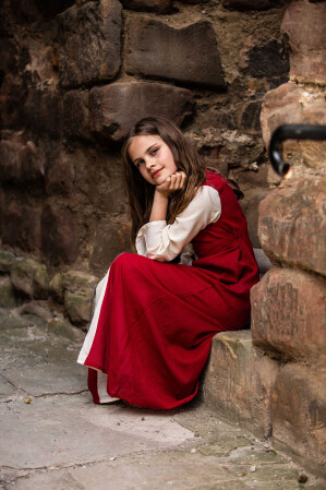 Vestido de niña "Elsa" Rojo/Natural XXXS
