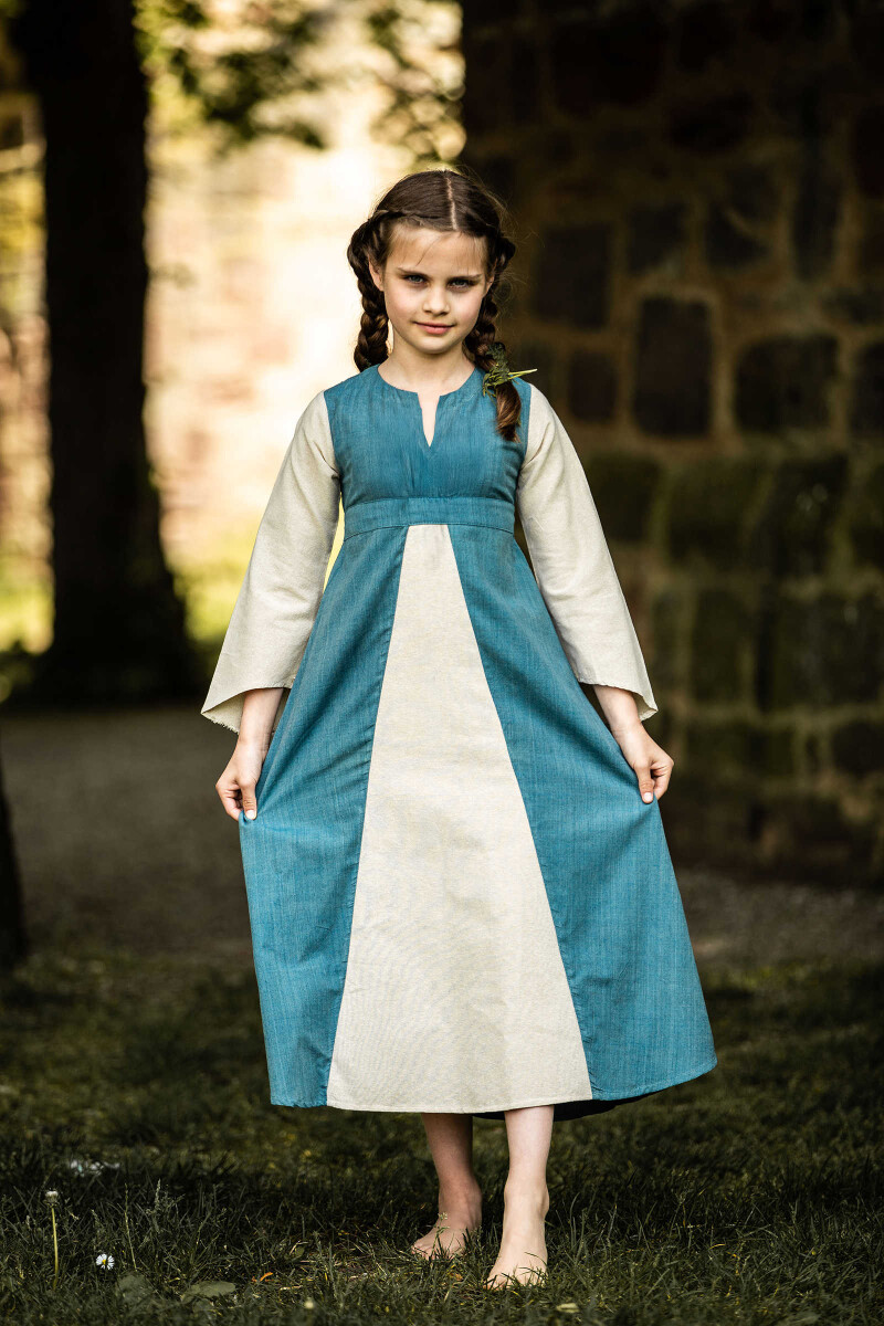 Mädchenkleid "Elsa" Blau/Natur XXS
