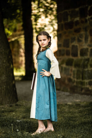 Mädchenkleid "Elsa" Blau/Natur XXS