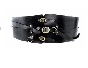 1230 Ceinture corset en cuir noble "Audrey" - Noir