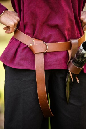 Ringgürtel aus robustem Leder Braun 150 cm