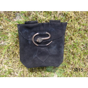 Leather belt pouch with snake buckle " Adelie" Black