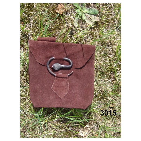 Leather belt pouch with snake buckle " Adelie" Brown