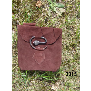 Leather belt pouch with snake buckle " Adelie" Brown