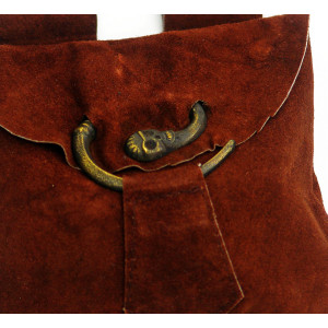 Leather belt bag with skull buckle "Claren" Brown