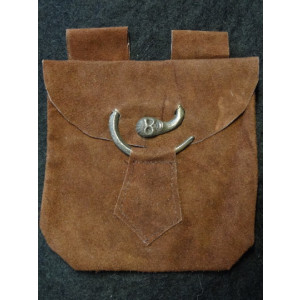 Leather belt bag with skull buckle "Claren" Brown