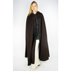 cape with embroidery and brooch "Gesa" brown