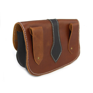 3181 Bolsa de cinturón de cuero "Adalar" con cierre de madera Marrón