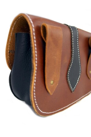 Wikinger Gürteltasche "Adalar" mit Holzverschluss Braun