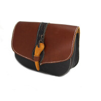 3181 Leather belt pouch "Adalar" with wooden clasp Brown