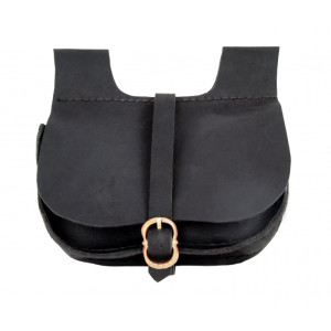 3014 Leather belt bag "Udo"- Black