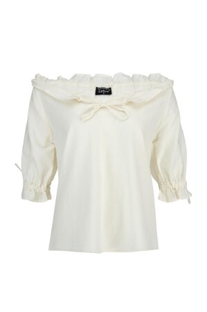 Blouse médiévale à manches courtes "Vera" Ècru L