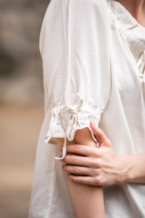 Blouse médiévale à manches courtes "Vera" Ècru L