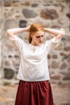 Blouse médiévale à manches courtes "Vera" Ècru L