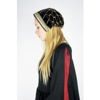 Noble velvet bonnet "Elaine" Black/Gold