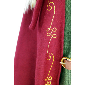 Mantella in lana "Ásidís" con ricamo a mano Rosso