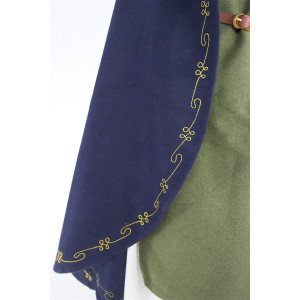 Capa de lana "Ásidís" con bordado a mano en Azul
