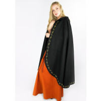 Wool cape "Ásidís" with hand embroidery black