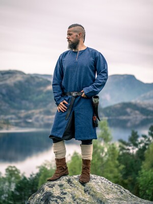 Túnica larga vikinga "Lennart" - Azul oscuro M