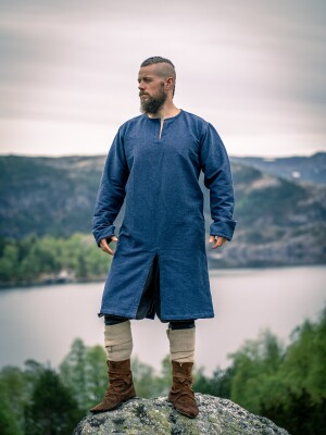 Túnica larga vikinga "Lennart" - Azul oscuro XL