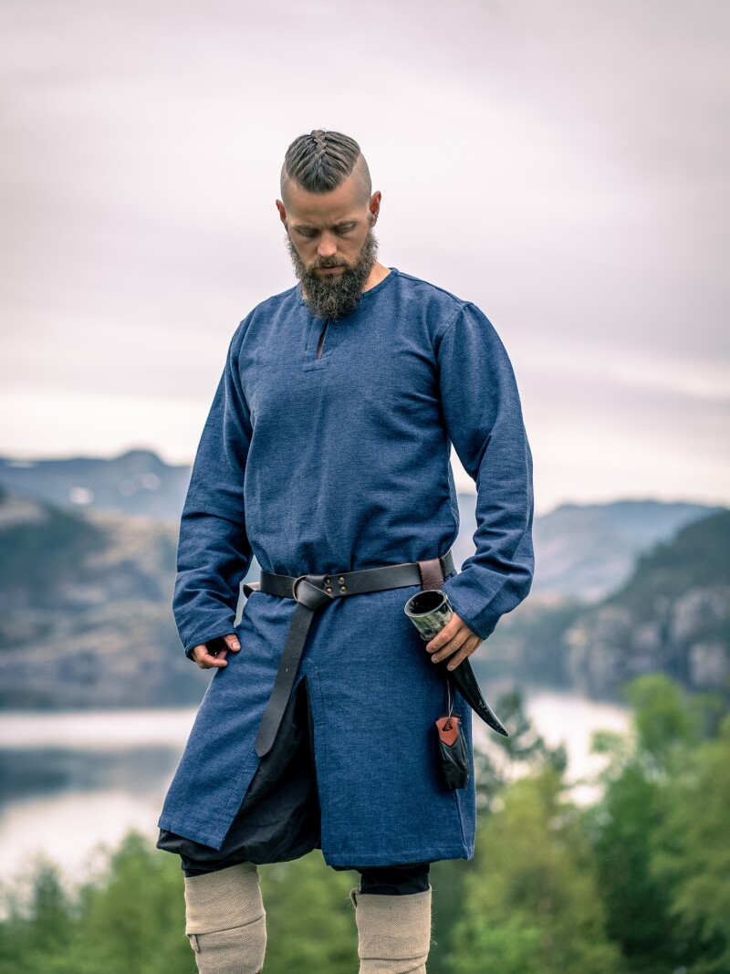 Túnica larga vikinga "Lennart" - Azul oscur