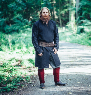 Túnica larga vikinga "Lennart" - M Negro
