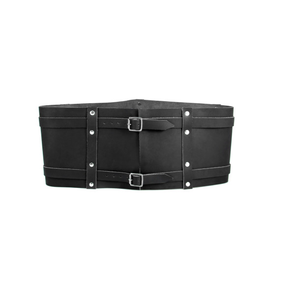 Wide viking belt "Joon" leather black 120 cm