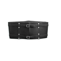 Wide viking belt "Joon" leather black 120 cm