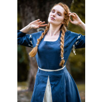 Robe médiévale "Larina" Bleu colombe/Ècru S