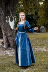 Robe médiévale "Larina" Bleu colombe/Ècru L