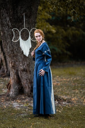 Medieval dress "Larina" dove blue/Natural XL