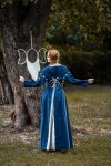Robe médiévale "Larina" Bleu colombe/Ècru XXXL