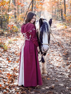 Mittelalterkleid "Larina" Rot/Natur