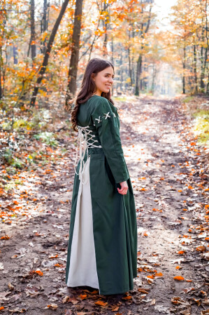 Medieval dress "Larina" olive green/Natural S