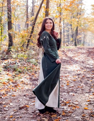 Mittelalterkleid "Larina" Olivgrün/Natur XL