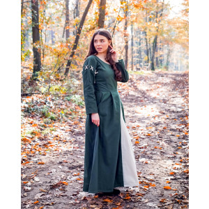 Vestido medieval "Larina" Verde oliva/Natural XXXL