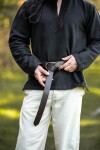 Ring belt in robust leather Dark brown 150 cm