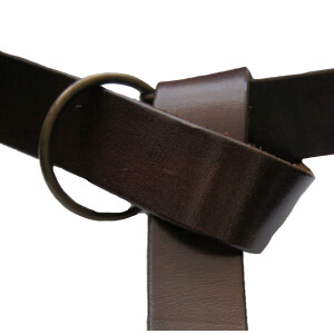 Leather ring belt with celtic pattern Dark brown 150 cm