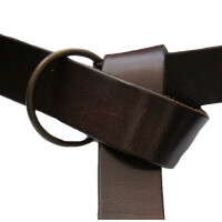 Leather ring belt with celtic pattern Dark brown 190 cm