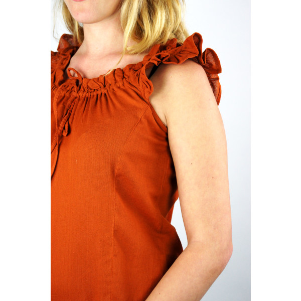 Summer blouse with ruffle Lotte Rust