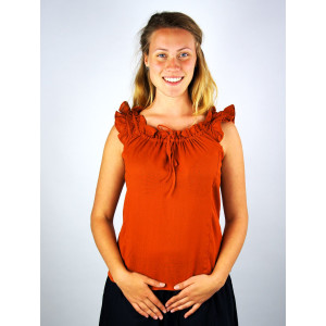 Summer blouse with ruffle "Lotte" Rust