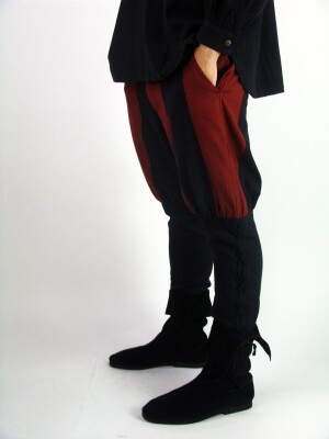 Wikingerhose mit Beinschnürung "Magnus" Schwarz/Rot L