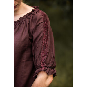 Medieval short sleeve blouse "Sandra" Dark brown