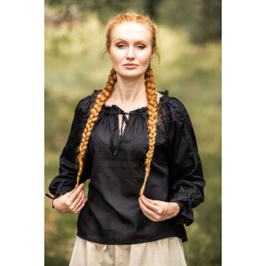 Medieval blouse with lace "Bettina" Black